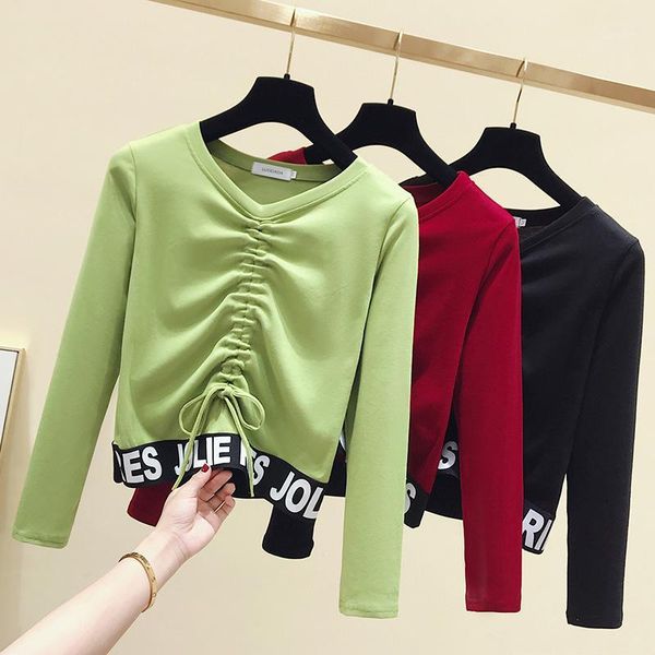 avocado green t-shirt women's long sleeve 2019 autumn clothing new style slim fit v-neck t-shirt early autumn short drawstring l1, White
avocado green t-shirt women's long sleeve 2019 autumn clothing new style slim fit v-neck t-shirt early autumn short drawstring l1, White