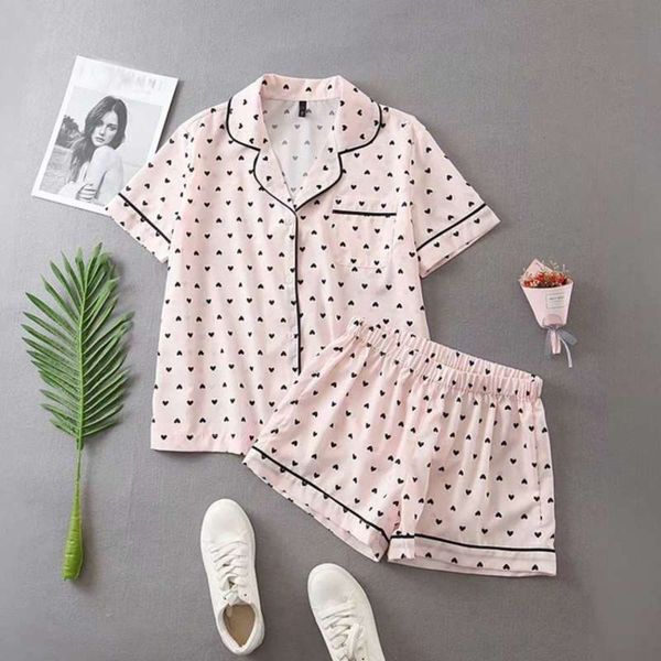 simple summer women's new fashion short 2020 sleeve shorts peach heart print sports leisure suit, Gray 
simple summer women's new fashion short 2020 sleeve shorts peach heart print sports leisure suit, Gray