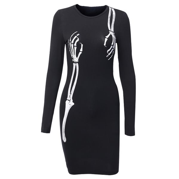 goocheer black slim fit skull hand printd dress long sleeve o-neck gothic punk streetwear women autumn bodycon halloween clothes y200418, Black;pink
goocheer black slim fit skull hand printd dress long sleeve o-neck gothic punk streetwear women autumn bodycon halloween clothes y200418, Black;pink