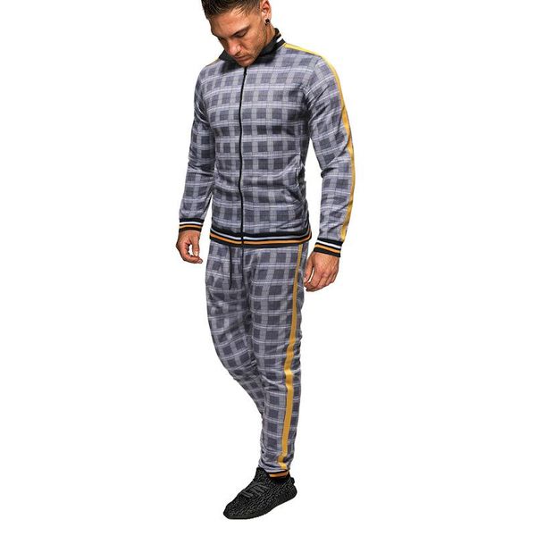 tracksuit men spring autumn fashion plaid tracksuit casual 2 pieces sets men's jacket+pants men's sportswear men clothing, Gray
tracksuit men spring autumn fashion plaid tracksuit casual 2 pieces sets men's jacket+pants men's sportswear men clothing, Gray