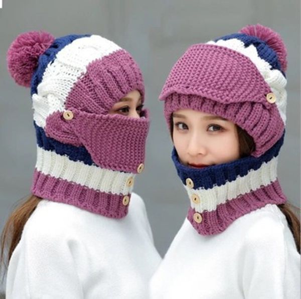 hat autumn and winter plus velvet hat women scarf three-piece mask womens warm knitted hat winter creative color matching ear cap women, Blue;gray
hat autumn and winter plus velvet hat women scarf three-piece mask womens warm knitted hat winter creative color matching ear cap women, Blue;gray