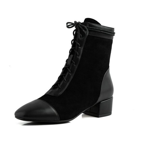 2021 new pu leather + flock women autumn winter square heel ankle boots round toe lace up ladies shoes size 34-43 ib5u, Black
2021 new pu leather + flock women autumn winter square heel ankle boots round toe lace up ladies shoes size 34-43 ib5u, Black