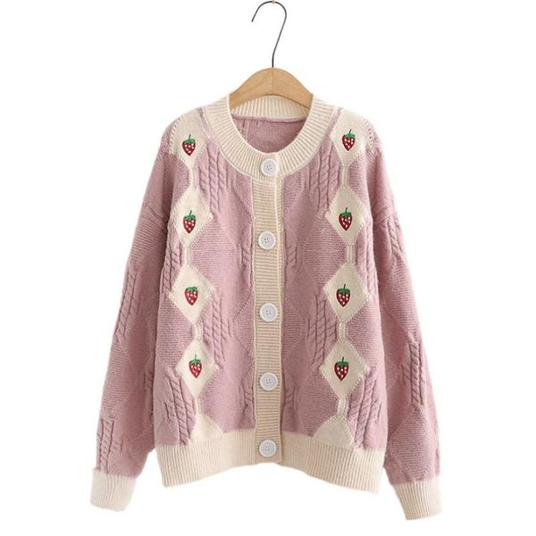 women's knits & tees cartoon strawberry embroidery knitted cardigan women sweaters 2021 winter long sleeve single breasted sweet ladies, White
women's knits & tees cartoon strawberry embroidery knitted cardigan women sweaters 2021 winter long sleeve single breasted sweet ladies, White