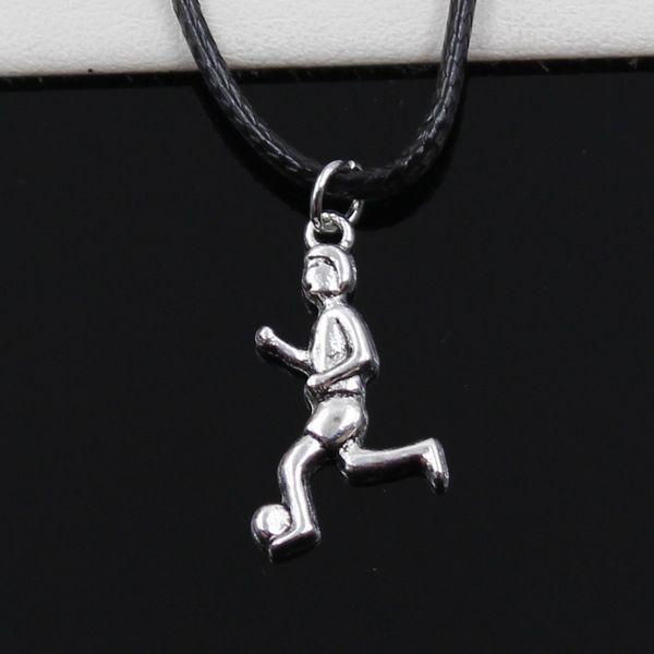 pendant football soccer player necklace choker black leather cord factory price handmade jewelry zen2, Silver
pendant football soccer player necklace choker black leather cord factory price handmade jewelry zen2, Silver
