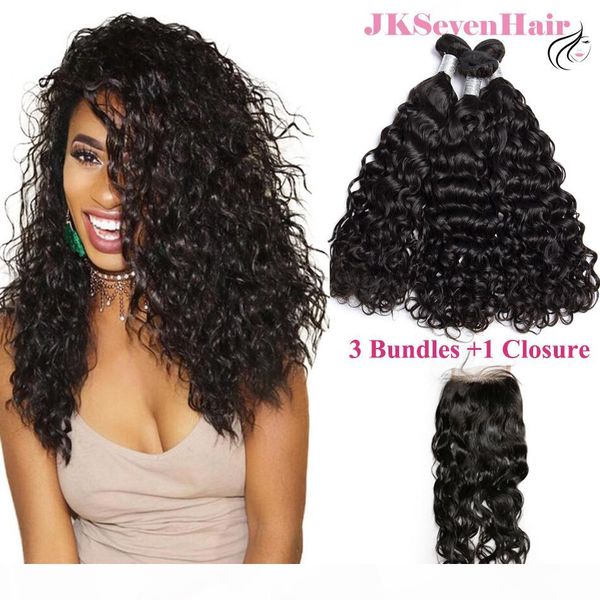 12a grade water wave virgin brazilian hair bundles 3pcs with 4x4inch lace closure indian peruvian human hair wefts with baby hair closure, Black
12a grade water wave virgin brazilian hair bundles 3pcs with 4x4inch lace closure indian peruvian human hair wefts with baby hair closure, Black