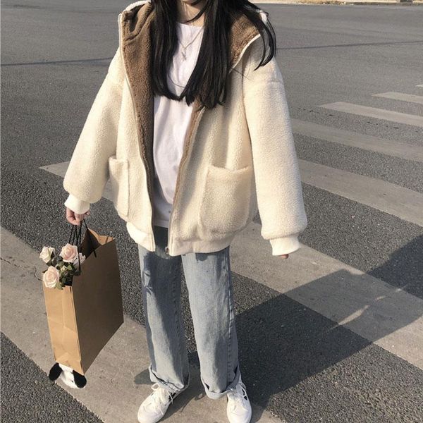 new women's autumn and winter pockets hooded plus fleece padded jacket korean loose winter thick coat, Black;brown
new women's autumn and winter pockets hooded plus fleece padded jacket korean loose winter thick coat, Black;brown