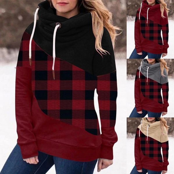 women designer clothes long sleeves plaid hooded sweatershirt pullover hoodie fashion patchwork color casual sports sweater e111604, White
women designer clothes long sleeves plaid hooded sweatershirt pullover hoodie fashion patchwork color casual sports sweater e111604, White