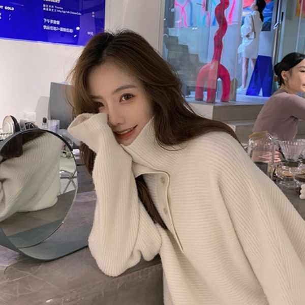 2021 new korean fashions oversized for solid women only breasted thicken knit sweater woman autumn winter clothes zqnt, White;black
2021 new korean fashions oversized for solid women only breasted thicken knit sweater woman autumn winter clothes zqnt, White;black