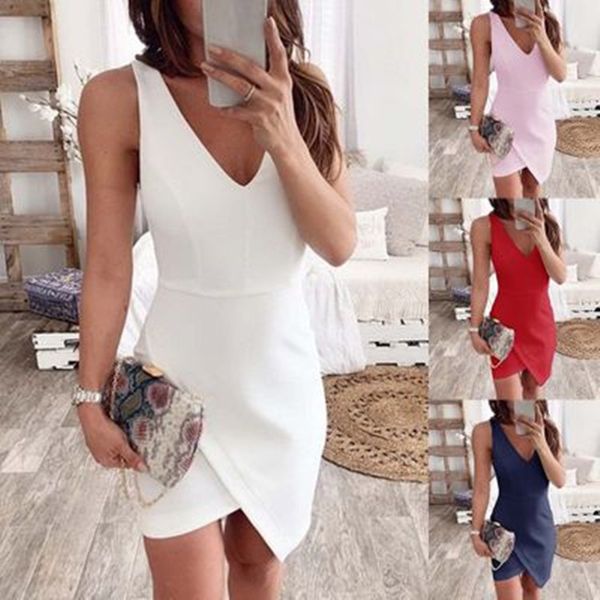 women's dress short skirt 2022 summer irregular hem solid color slim sleeveless v-neck dress, Black;gray
women's dress short skirt 2022 summer irregular hem solid color slim sleeveless v-neck dress, Black;gray