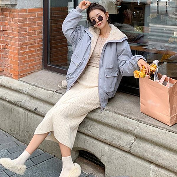 women's down & parkas winter jacket women parka padded coat lambs wool collar thick warm coats female 2021 korean casual zipper overcoa, Black
women's down & parkas winter jacket women parka padded coat lambs wool collar thick warm coats female 2021 korean casual zipper overcoa, Black