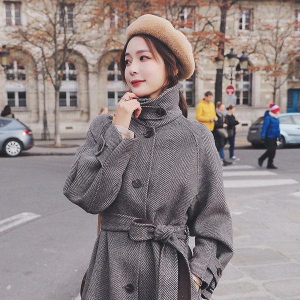 women's wool & blends cloth coat female temperament in the fall and winter of 2021 collect waist with thick long over-the-knee, Black
women's wool & blends cloth coat female temperament in the fall and winter of 2021 collect waist with thick long over-the-knee, Black