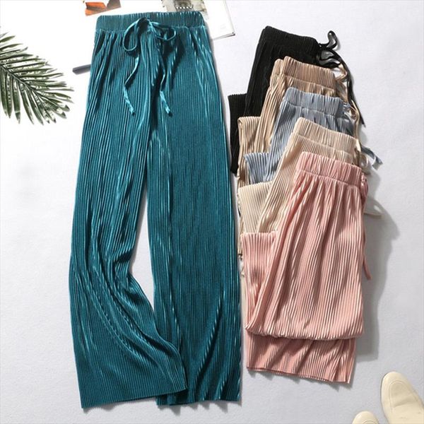 womens wide leg pleated pants elastic high waist straight trousers female lace up 2020 spring chic fashion loose clothes women, Black;white
womens wide leg pleated pants elastic high waist straight trousers female lace up 2020 spring chic fashion loose clothes women, Black;white