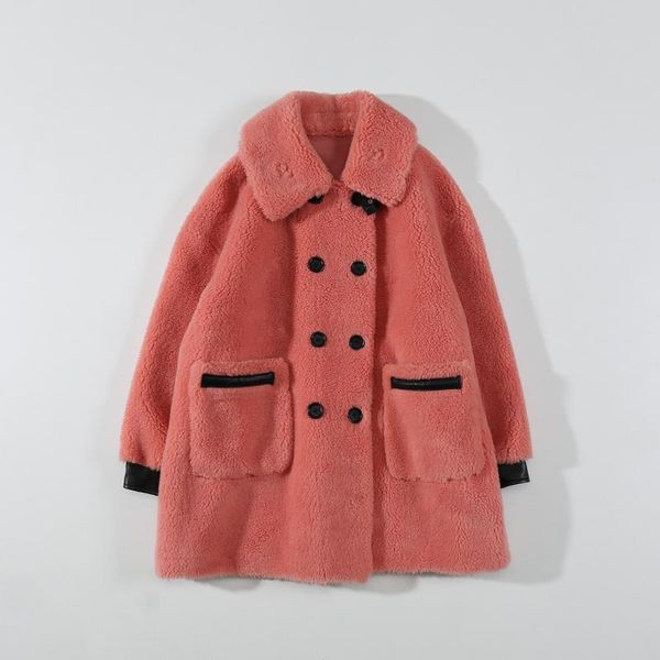 women's fur & faux 2021 soft thicken winter grain wool sheep shearling coat female lapel long lamb, Black
women's fur & faux 2021 soft thicken winter grain wool sheep shearling coat female lapel long lamb, Black