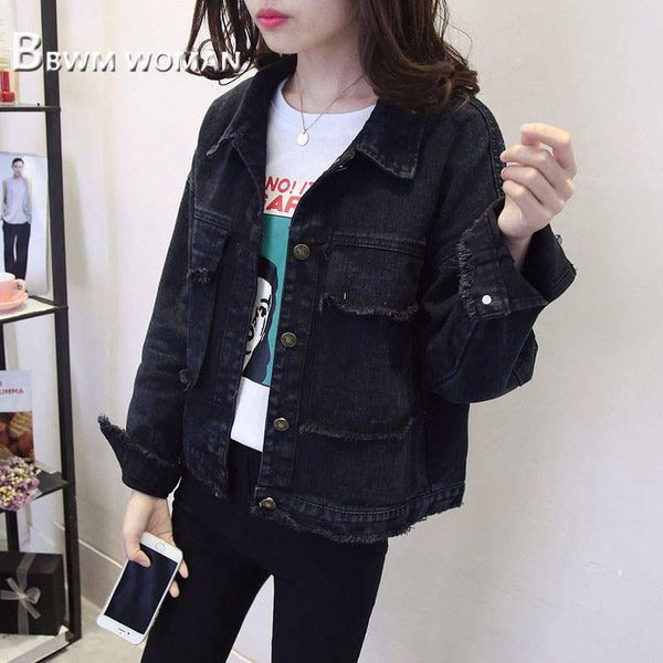 3 color can choose pocket decor women denim coat 2020 spring lapel female jacket, Black;brown
3 color can choose pocket decor women denim coat 2020 spring lapel female jacket, Black;brown
