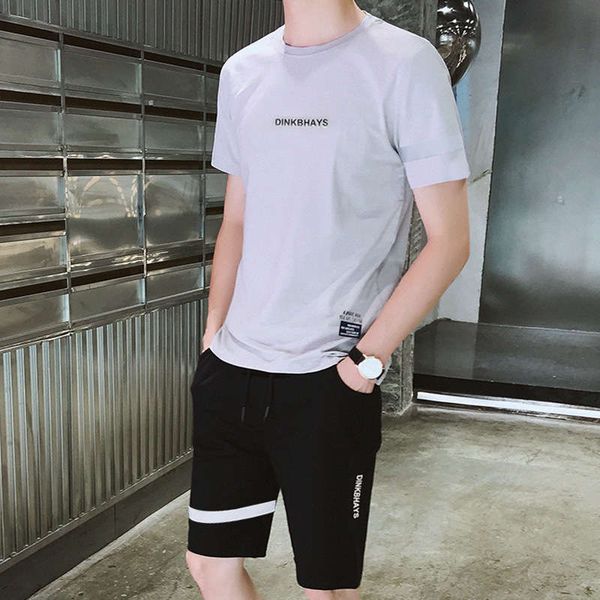summer new men's casual suit korean slim short sleeve t-shirt capris two piece sportswear set, Gray
summer new men's casual suit korean slim short sleeve t-shirt capris two piece sportswear set, Gray