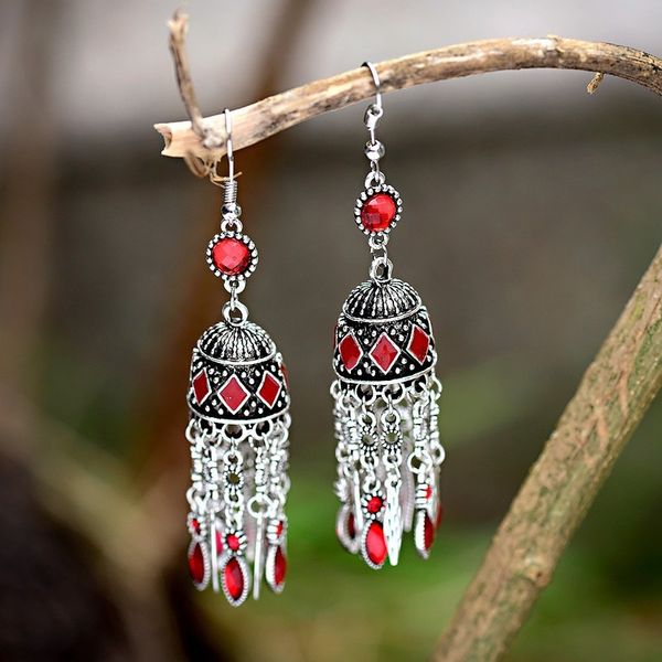 popular online red earrings national style versatile personalized earrings 2021 christmas presents, Silver
popular online red earrings national style versatile personalized earrings 2021 christmas presents, Silver