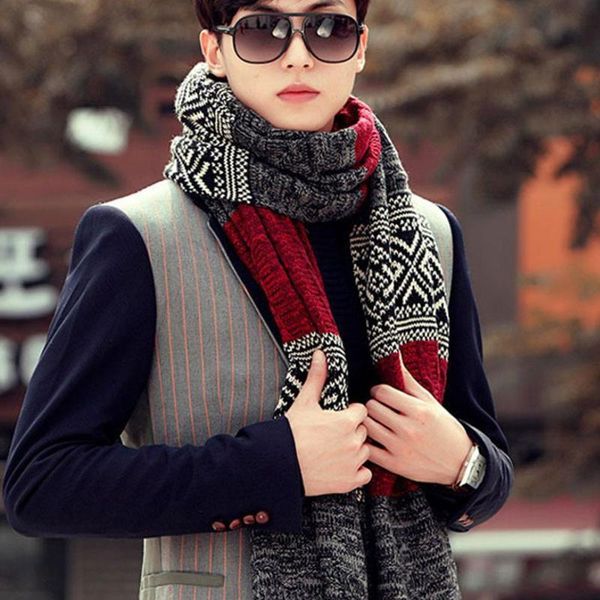 scarves men's fashion knitted geometric pattern scarf, keep warm in autumn and winter, Blue;gray
scarves men's fashion knitted geometric pattern scarf, keep warm in autumn and winter, Blue;gray