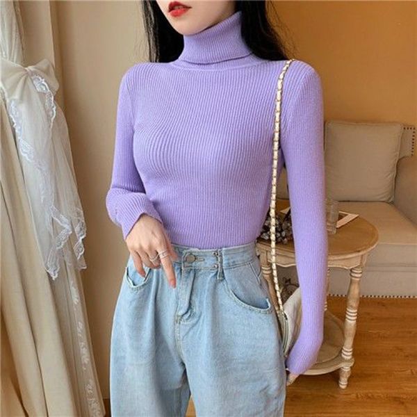 women's turtleneck knitted sweater winter 2020 casual solid long sleeve jumper fashion candy color slim stretch female pullovers lj2011, White;black
women's turtleneck knitted sweater winter 2020 casual solid long sleeve jumper fashion candy color slim stretch female pullovers lj2011, White;black
