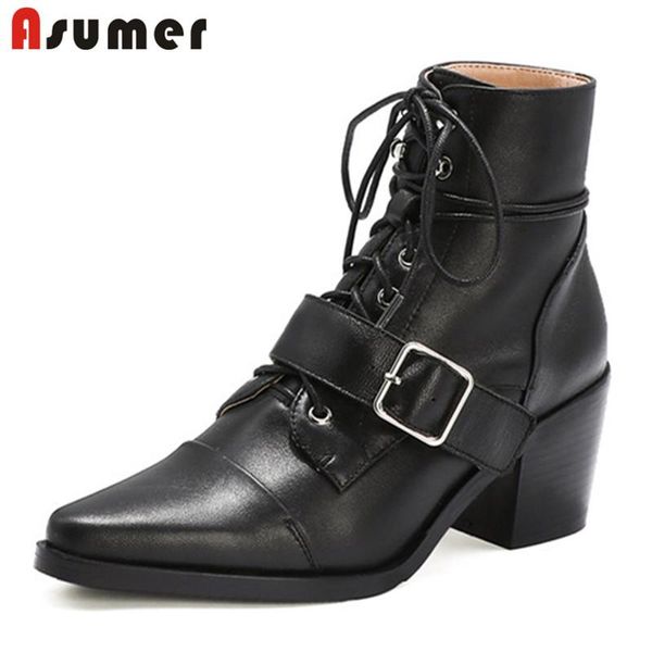 boots asumer 2021 est genuine leather ankle women square heel buckle lace up cool fashion casual shoes ladies western, Black
boots asumer 2021 est genuine leather ankle women square heel buckle lace up cool fashion casual shoes ladies western, Black