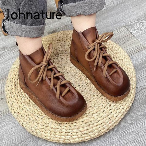boots johnature retro women genuine leather lace-up shoes round toe flat with 2021 handmade ankle platform, Black
boots johnature retro women genuine leather lace-up shoes round toe flat with 2021 handmade ankle platform, Black