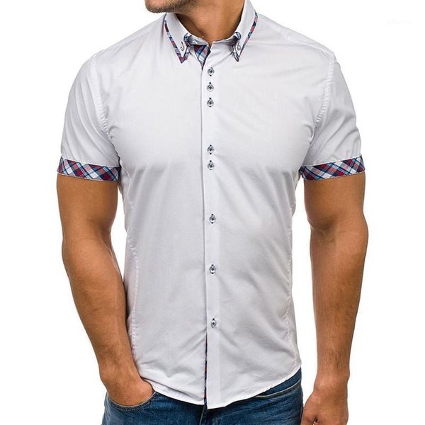 the new summer men's shirts casual slim shirt button double collar slim patchwork short sleeved business shirt blouse1, White;black
the new summer men's shirts casual slim shirt button double collar slim patchwork short sleeved business shirt blouse1, White;black