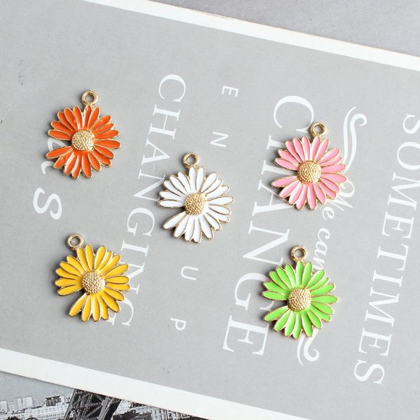 

diy jewelry charm blue/pink/white/green enameled alloy 19*23mm flower accessories for sale, Bronze;silver