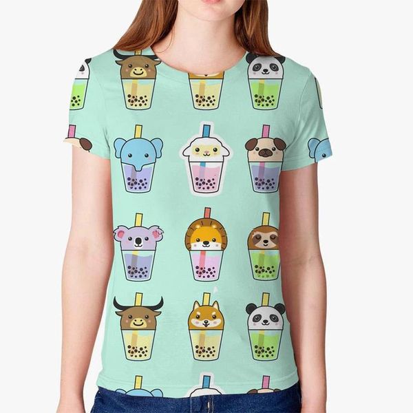 women's t-shirts kawaii animal bubble tea 3d print short sleeve t shirts women brand casual tee summer female t shirt, White
women's t-shirts kawaii animal bubble tea 3d print short sleeve t shirts women brand casual tee summer female t shirt, White