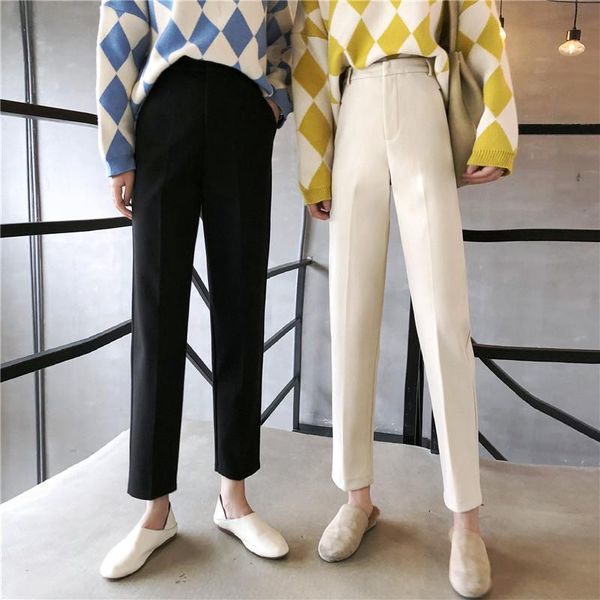 women's pants & capris autumn and winter thick all-match woolen nine-point temperament suit casual harem, Black;white
women's pants & capris autumn and winter thick all-match woolen nine-point temperament suit casual harem, Black;white