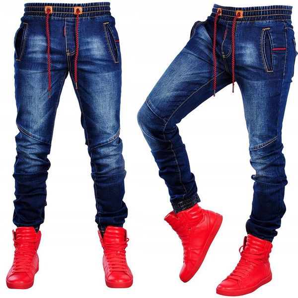 men's jeans men ripped stretch denim trousers mid-length european and american fashion casual pants, Blue
men's jeans men ripped stretch denim trousers mid-length european and american fashion casual pants, Blue
