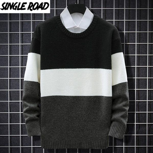 singleroad mens knitted sweater men 2020 winter patchwork sweaters pullover jumper harajuku korean casual black sweater men, White;black
singleroad mens knitted sweater men 2020 winter patchwork sweaters pullover jumper harajuku korean casual black sweater men, White;black