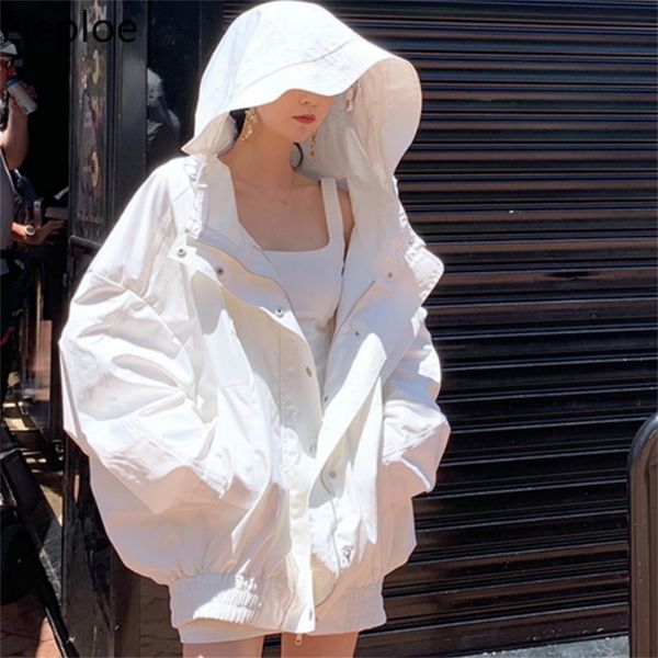 neploe summer loose large size female windbreaker jacket harajuku hooded student bf coat oversize white jacket basic coats lj200813, Black;brown
neploe summer loose large size female windbreaker jacket harajuku hooded student bf coat oversize white jacket basic coats lj200813, Black;brown