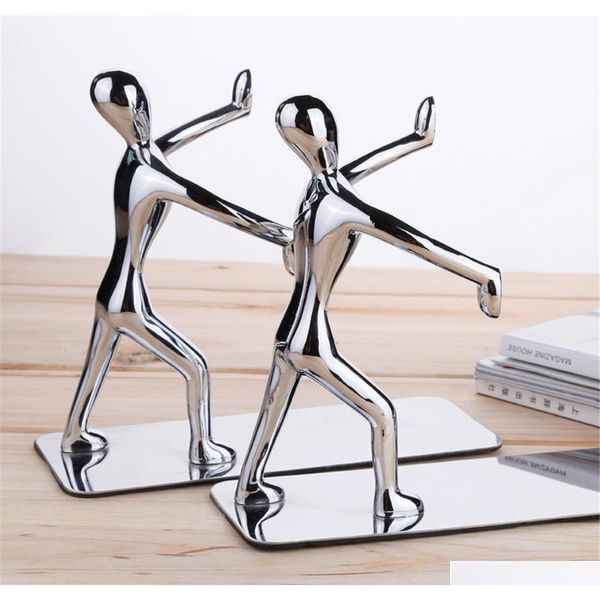 1 Pair/lot Fashion Cool Metal Stainless Steel Human-shaped Bookend For School Stationery & Office Supply