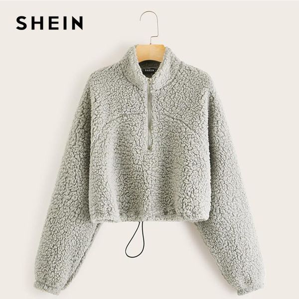 solid stand collar zipper half placket teddy sweatshirt women pullover winter active wear drawstring hem casual sweatshirt, Black
solid stand collar zipper half placket teddy sweatshirt women pullover winter active wear drawstring hem casual sweatshirt, Black