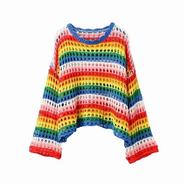 korean fashion hollow out rainbow sweater women 2021 autumn fall harajuku crop jumper pull femme hiver pullover, White;black
korean fashion hollow out rainbow sweater women 2021 autumn fall harajuku crop jumper pull femme hiver pullover, White;black