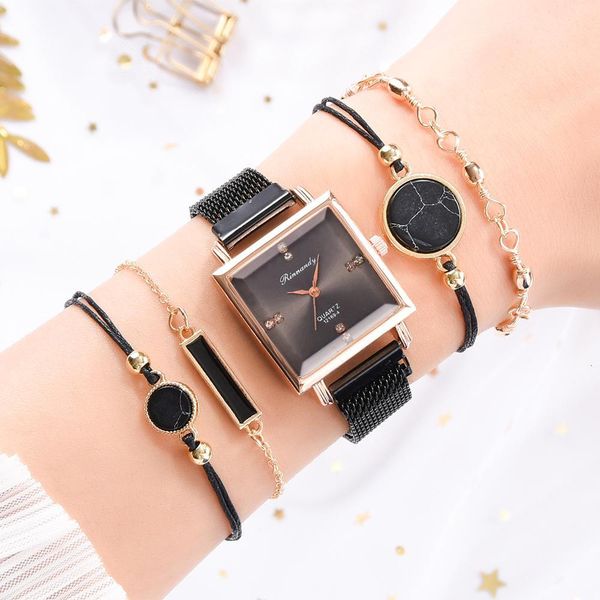 luxury 5pcs women watch set magnetic rhinestone square watch quartz wristwatch bracelet fashion ladies female clock reloj mujer, Slivery;brown
luxury 5pcs women watch set magnetic rhinestone square watch quartz wristwatch bracelet fashion ladies female clock reloj mujer, Slivery;brown