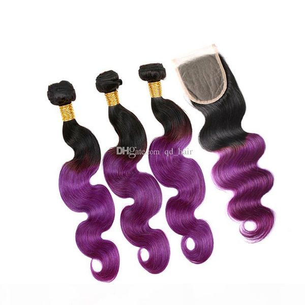 ombre 1b purple hair 3bundles extensions with lace closure dark roots body wave curly hair weft extension with lace closure 4x4, Black
ombre 1b purple hair 3bundles extensions with lace closure dark roots body wave curly hair weft extension with lace closure 4x4, Black