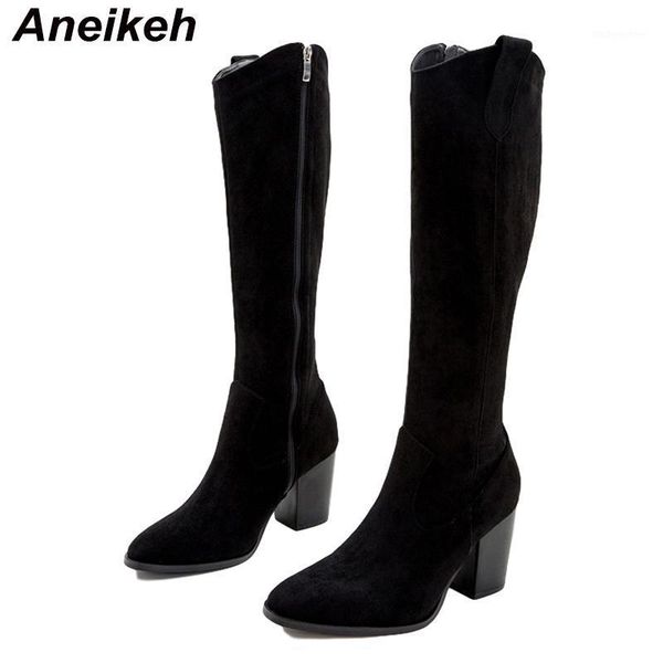 aneikeh flock knee-high shoes retro concise solid zipper fashion punk 2020 spring/autumn riding, equestrian botas de mujer black1, Black 
aneikeh flock knee-high shoes retro concise solid zipper fashion punk 2020 spring/autumn riding, equestrian botas de mujer black1, Black