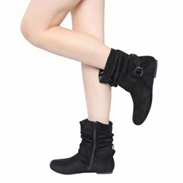 Women's Spring Autumn Design Buckle Strap Ankle Boots Women Lady Flat Heels Nubuck Zip Riding Snow Boots Shoes Plus Size 35-43 #RN21, Black
Women's Spring Autumn Design Buckle Strap Ankle Boots Women Lady Flat Heels Nubuck Zip Riding Snow Boots Shoes Plus Size 35-43 #RN21, Black