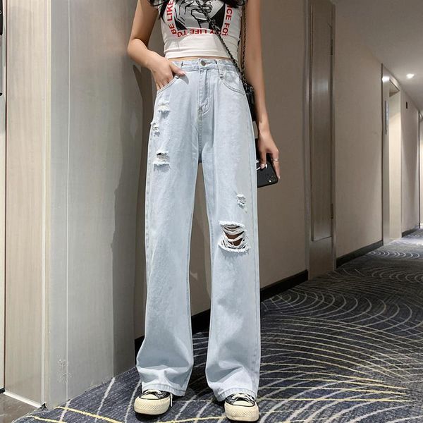 women's jeans vintage boyfriend for women high waist loose ripped femme denim straight pants streetwear wide leg, Blue
women's jeans vintage boyfriend for women high waist loose ripped femme denim straight pants streetwear wide leg, Blue