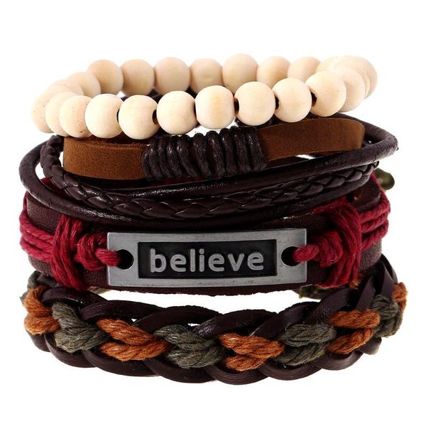 charm bracelets 4 pcs/set inspiration believe charms leather bracelet sets beaded hand braided red bracelets&bangles girls women jewelry, Golden;silver
charm bracelets 4 pcs/set inspiration believe charms leather bracelet sets beaded hand braided red bracelets&bangles girls women jewelry, Golden;silver
