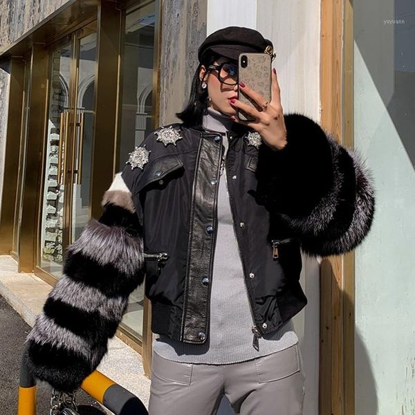 high street luxury fur sleeves patchwork sheepskin jackets genuine leather diamonds womens short coats plus size1, Black
high street luxury fur sleeves patchwork sheepskin jackets genuine leather diamonds womens short coats plus size1, Black
