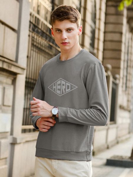 men letter & geo print pullover m33t#, Black