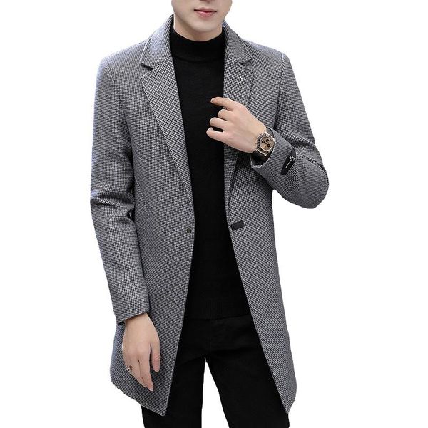 2020 new fashion male cashmere houndstooth long woolen cloth coat men's plaid comfortable windbreaker trench jacket, Black 
2020 new fashion male cashmere houndstooth long woolen cloth coat men's plaid comfortable windbreaker trench jacket, Black