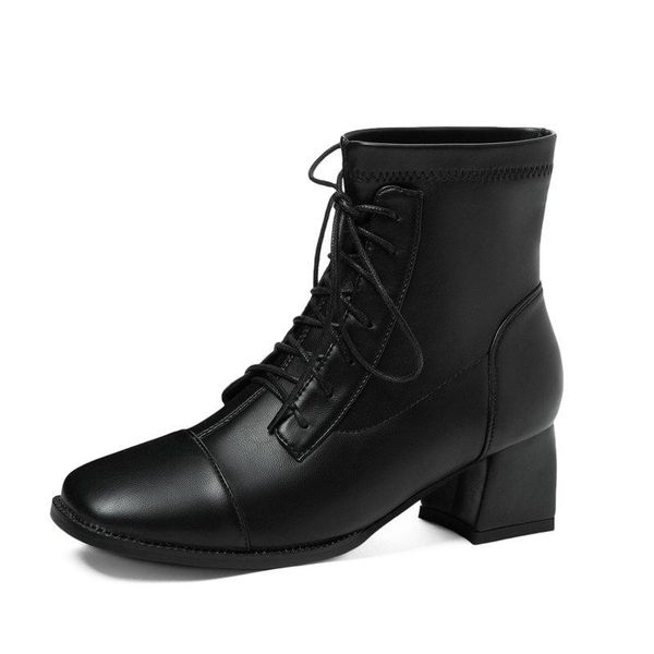 boots 2021 square high heel autumn winter short quality pu leather ankle toe lace up women shoes size 34-43, Black
boots 2021 square high heel autumn winter short quality pu leather ankle toe lace up women shoes size 34-43, Black