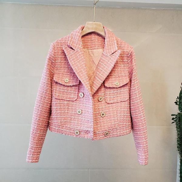 women's jackets double breasted plaid tweed women notched long sleeve autumn winter outwear elegant vintage wool coats designer b588, Black;brown
women's jackets double breasted plaid tweed women notched long sleeve autumn winter outwear elegant vintage wool coats designer b588, Black;brown
