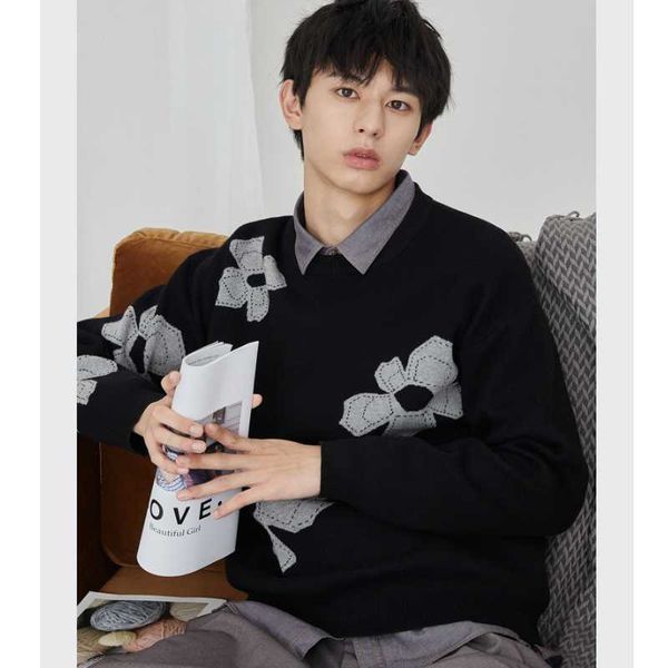 men's sweaters autumn winter sweater men round neck fashion clothes print flower male simple casual knitted long sleeve pullover, White;black
men's sweaters autumn winter sweater men round neck fashion clothes print flower male simple casual knitted long sleeve pullover, White;black