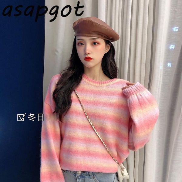 korean chic new autumn pink rainbow sweater winter clothes women fashion sweet o neck blue striped knitwear elegant wild1, White;black
korean chic new autumn pink rainbow sweater winter clothes women fashion sweet o neck blue striped knitwear elegant wild1, White;black