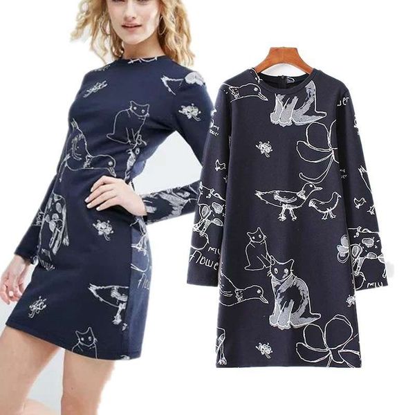 spring new style fashion versatile anime printed crew neck long sleeve dress short skirt women's wear, Black;gray
spring new style fashion versatile anime printed crew neck long sleeve dress short skirt women's wear, Black;gray