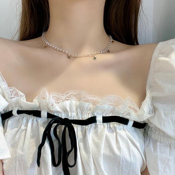 chains french romantic star pendant necklace women's personality double layer fashion neck chain bead, Silver
chains french romantic star pendant necklace women's personality double layer fashion neck chain bead, Silver