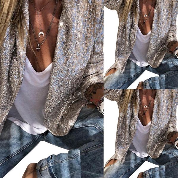 women's suits & blazers spring autumn shiny women jacket long sleeve silver sequin party coat fashion work office lady suit d30, White;black
women's suits & blazers spring autumn shiny women jacket long sleeve silver sequin party coat fashion work office lady suit d30, White;black